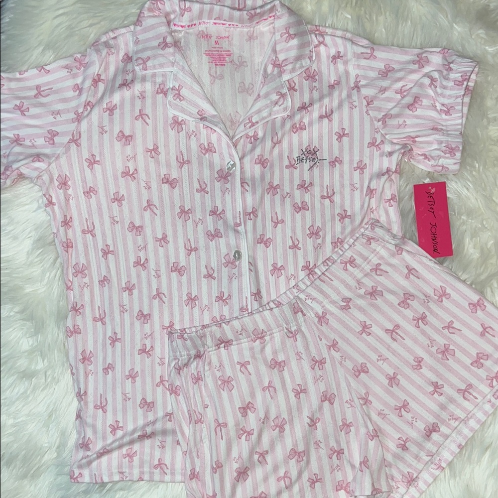 Betsey Johnson Pink Bow Pajama Set